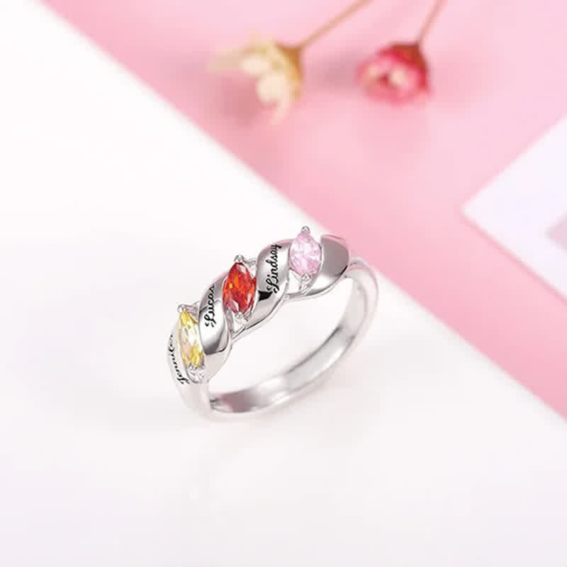 Olivenorma Memory Personalized and Engraved Birthstones Ring - image 4