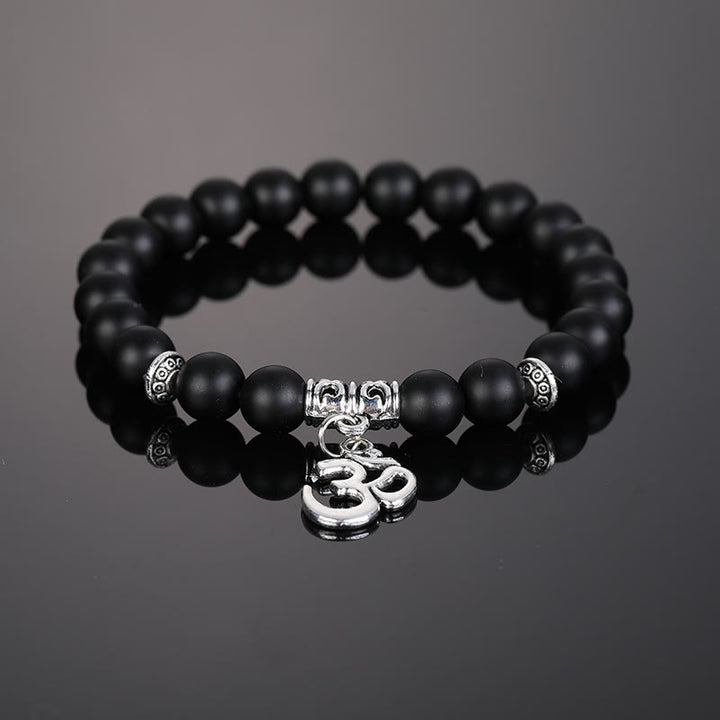 Olivenorma Natural Crystal Beaded Om Symbol Bracelet - Black Onyx - image 11