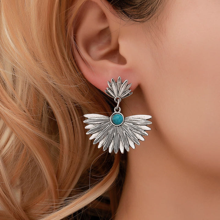 Olivenorma "Beauty And Strength" Vintage Sector Turquoise Earrings  - Turquoise - image 0