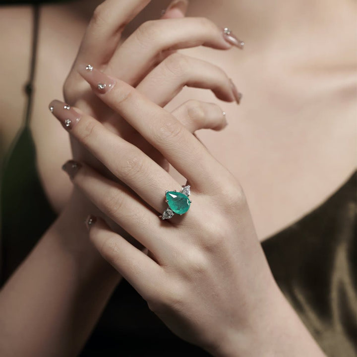 Olivenorma Paraiba Tourmaline White Zircon Exquisite Ring - image 1