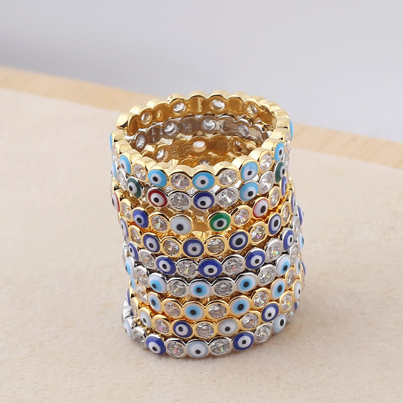 Olivenorma Colorful Evil Eye White Zircon Adjustable Ring - image 28