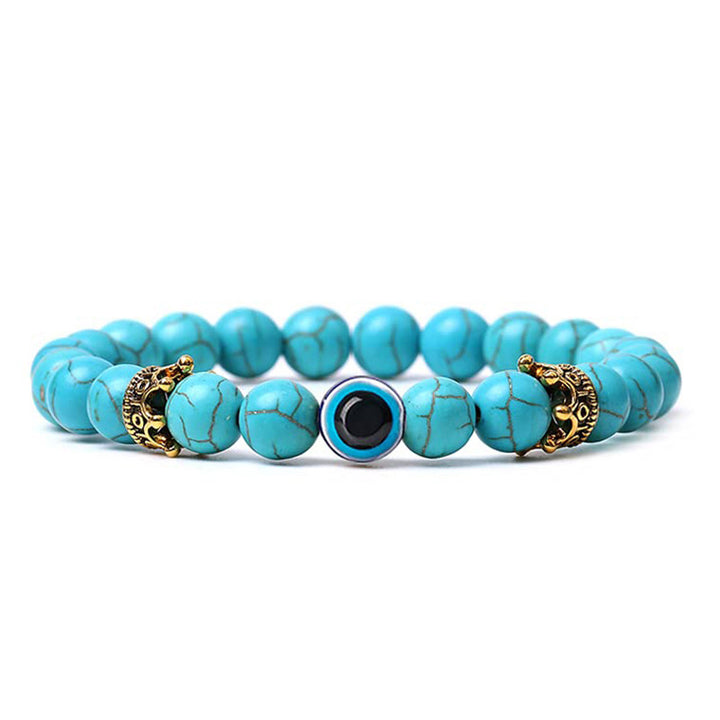 Natural Stone With Evil Eye Protection Bracelet - Turquoise - image 14