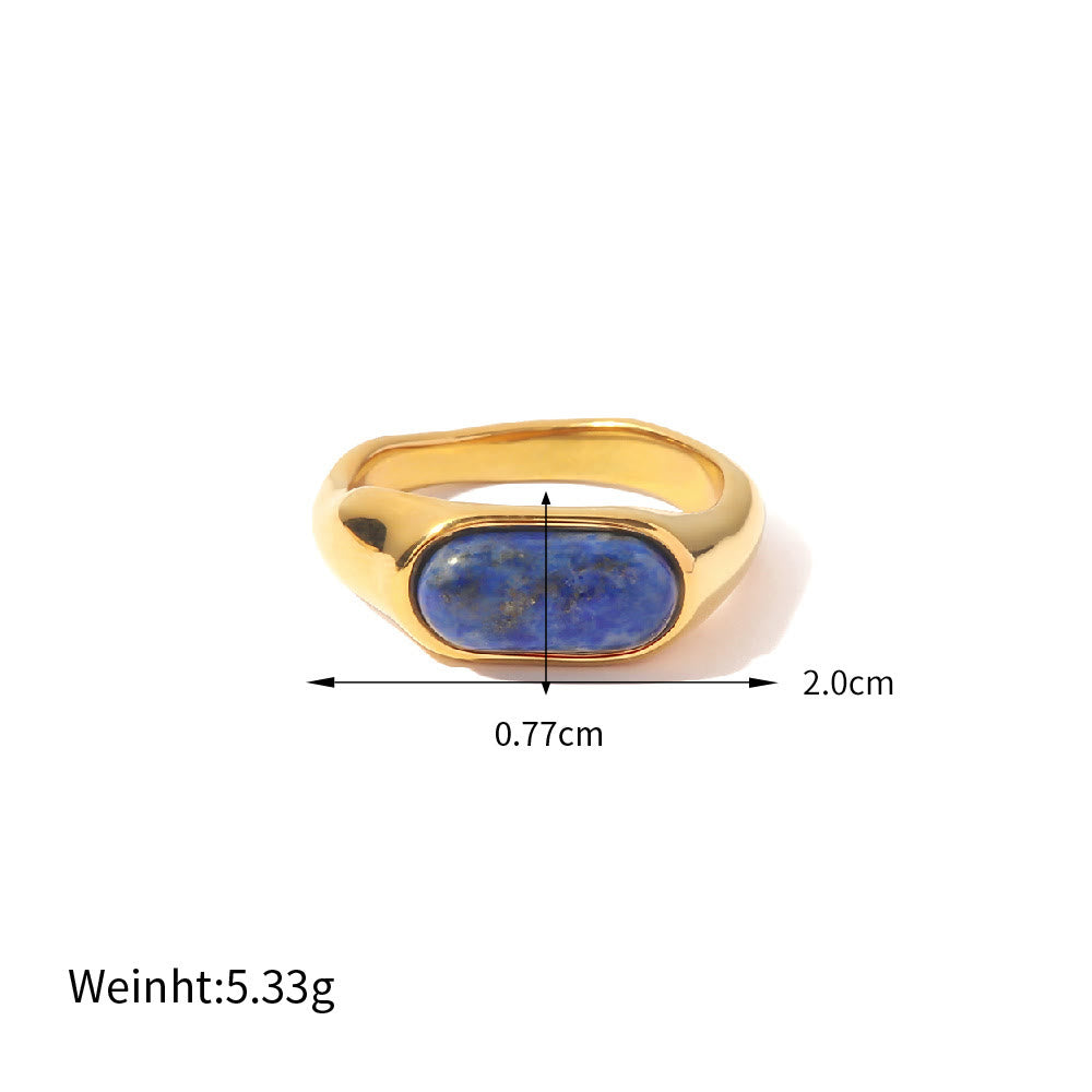 Olivenorma Oval Natural Stone Gold Color Ring - image 4