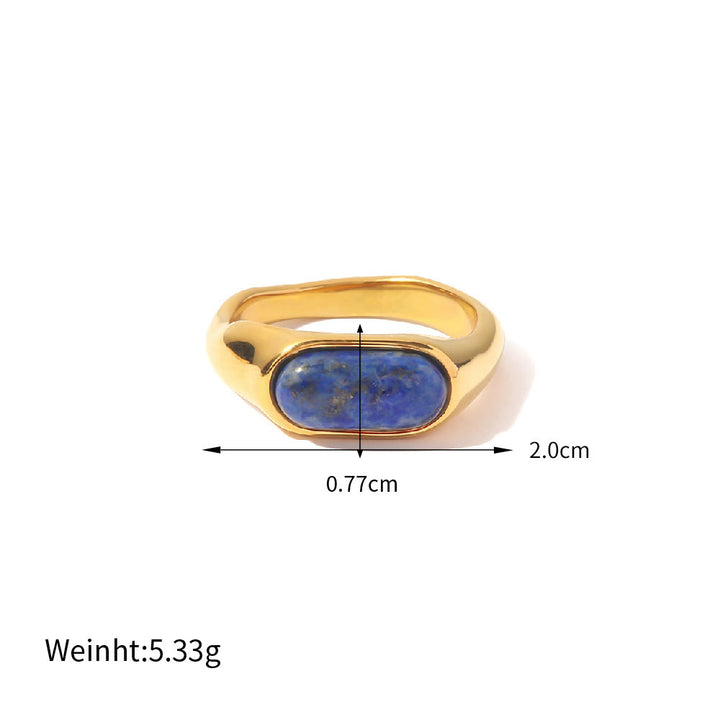 Olivenorma Oval Natural Stone Gold Color Ring - image 4