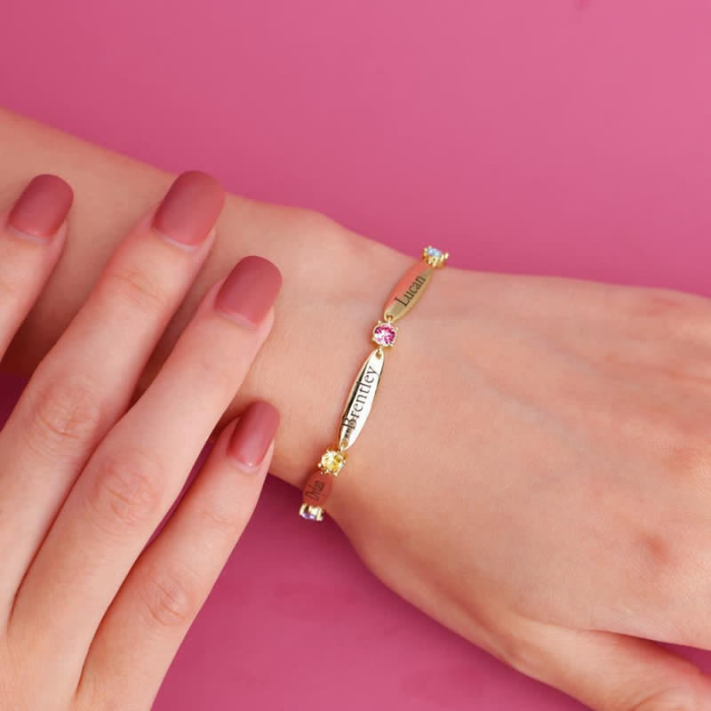 Olivenorma Family Names and Birthstones Bracelet - image 1