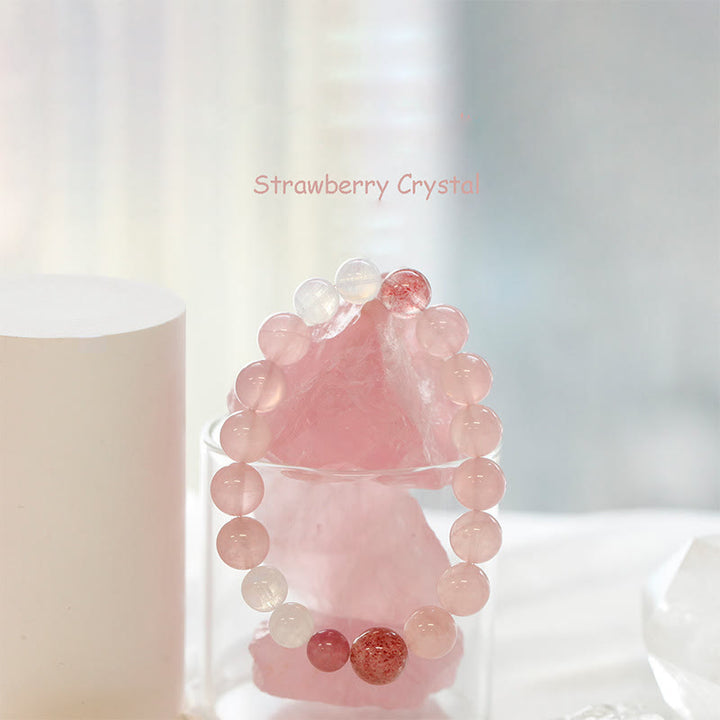 Olivenorma Rose Strawberry Clear Quartz Beaded Bracelet - image 3