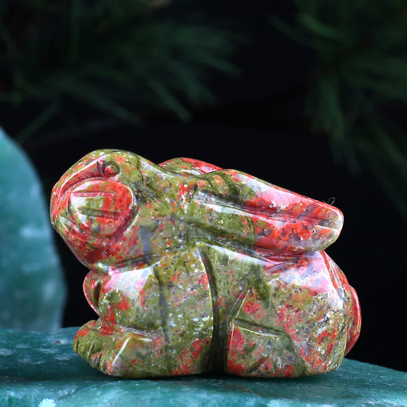 Olivenorma Crystal 12 Zodiac Signs Rabbit Carving Gemstone Decoration - Unakite - image 13