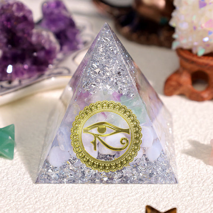 Olivenorma Blue Chalcedony Fluorite Eye Of Horus Orgone Pyramid - image 1