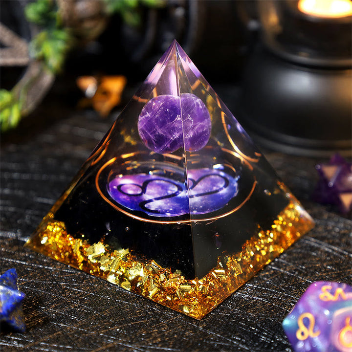 Olivenorma Amethyst Ball Obsidian Gravel Zodiac Leo Orgone Pyramid - image 1