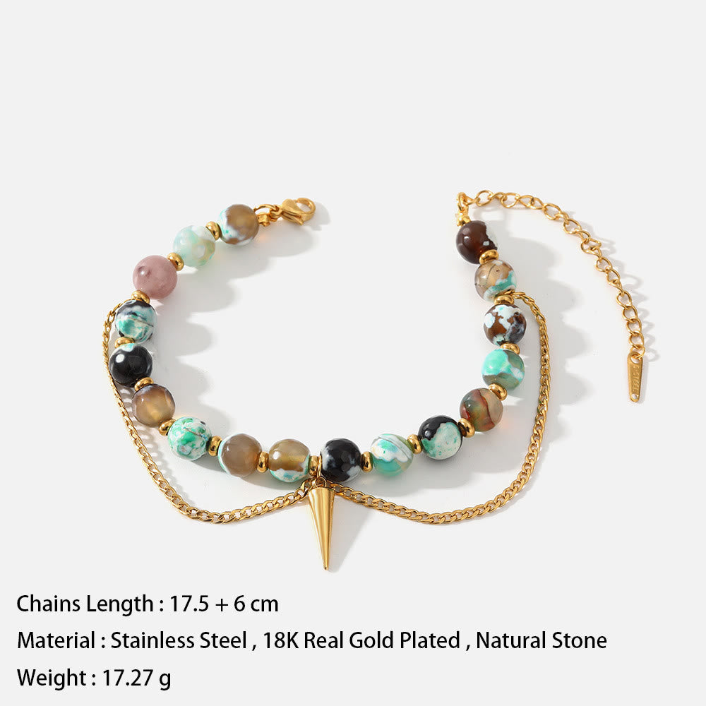 Olivenorma Multicolored African Turquoise Stainless Steel 18K Bracelet - image 5