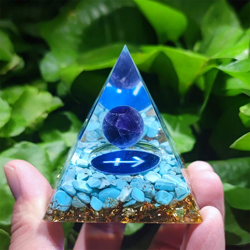 Olivenorma Turquoise with Lapis Lazuli Sagittarius Zodiac Orgone Pyramid - image 1