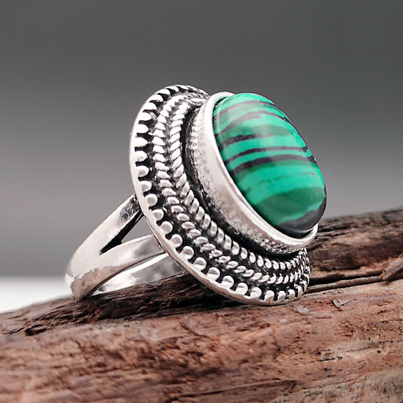 Natural Malachite Protection Ring - image 1