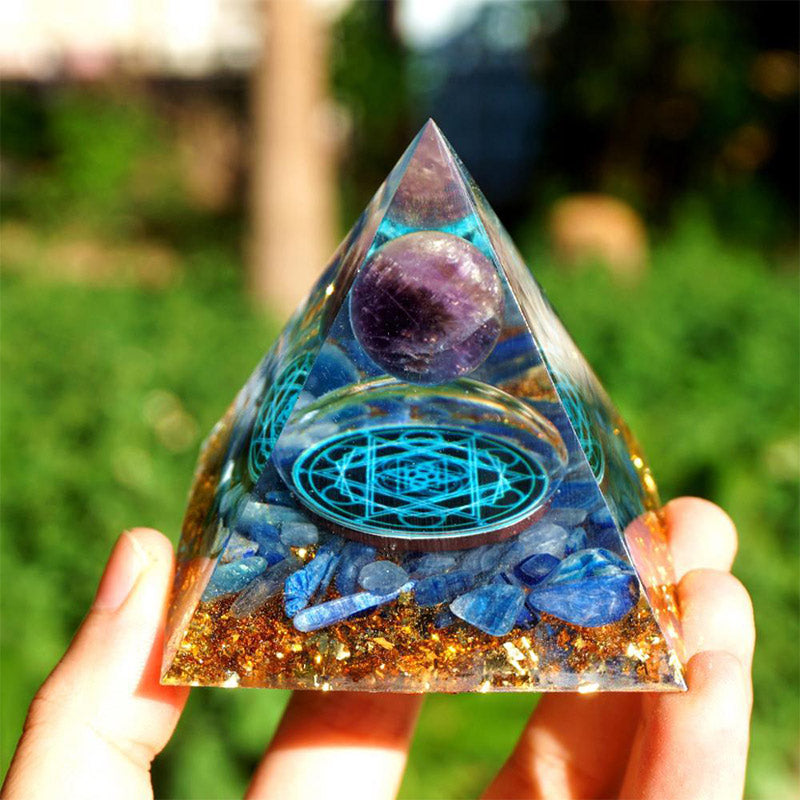Amethyst with Kyanite Natural Orgone Pyramid - 10*10cm - YES PLEASE $8 - image 0