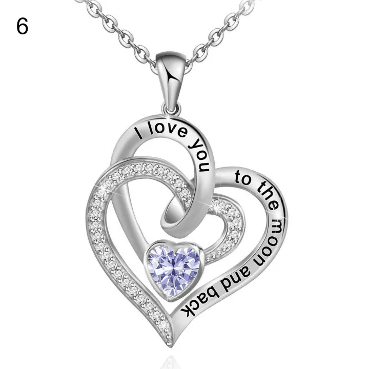 Olivenorma Hearts and Hearts Birthstone Necklace - Silver - June - image 21