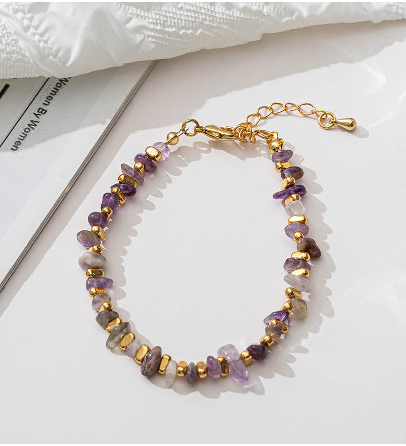 Olivenorma Natural Citrine Beaded Amethyst Gravel Necklace Bracelet - Amethyst - Bracelet - image 6