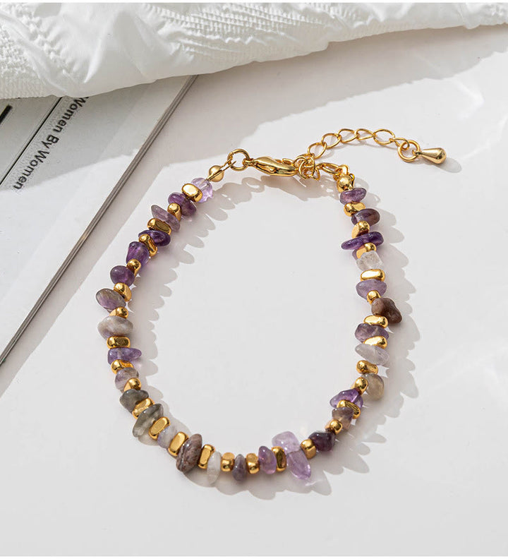 Olivenorma Natural Citrine Beaded Amethyst Gravel Necklace Bracelet - Amethyst - Bracelet - image 6
