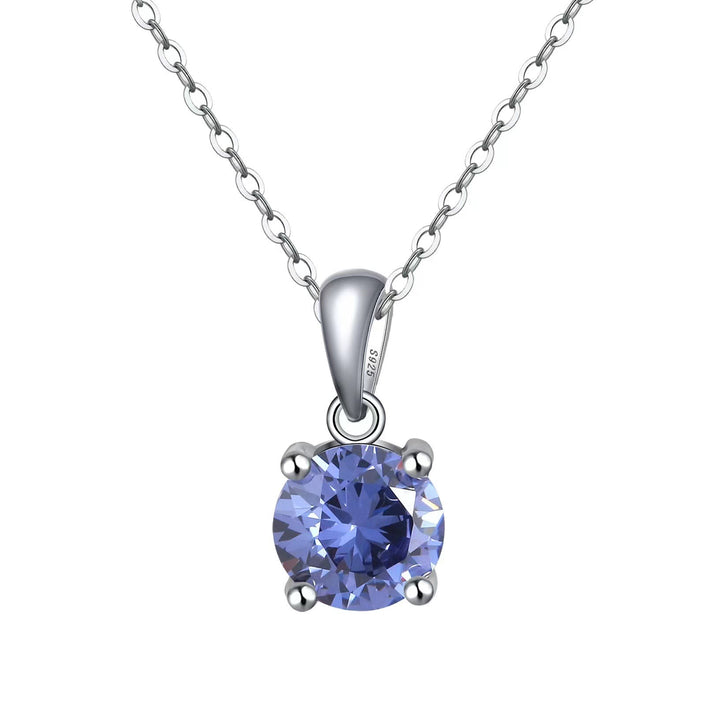 Olivenorma Multicolor Zircon Gemstone Four Claw Pendant Necklace - Royal Blue Zircon - image 8