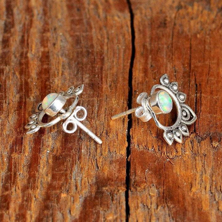 Olivenorma Natural Opal Lotus Decorative Earrings - image 3
