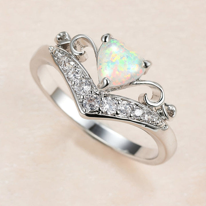 Olivenorma "Peace of Mind" Heart Crown Opal Ring - image 2