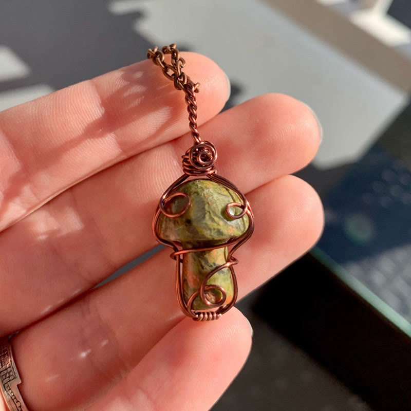 Olivenorma Natural Healing Stone Mushroom Necklace - image 1