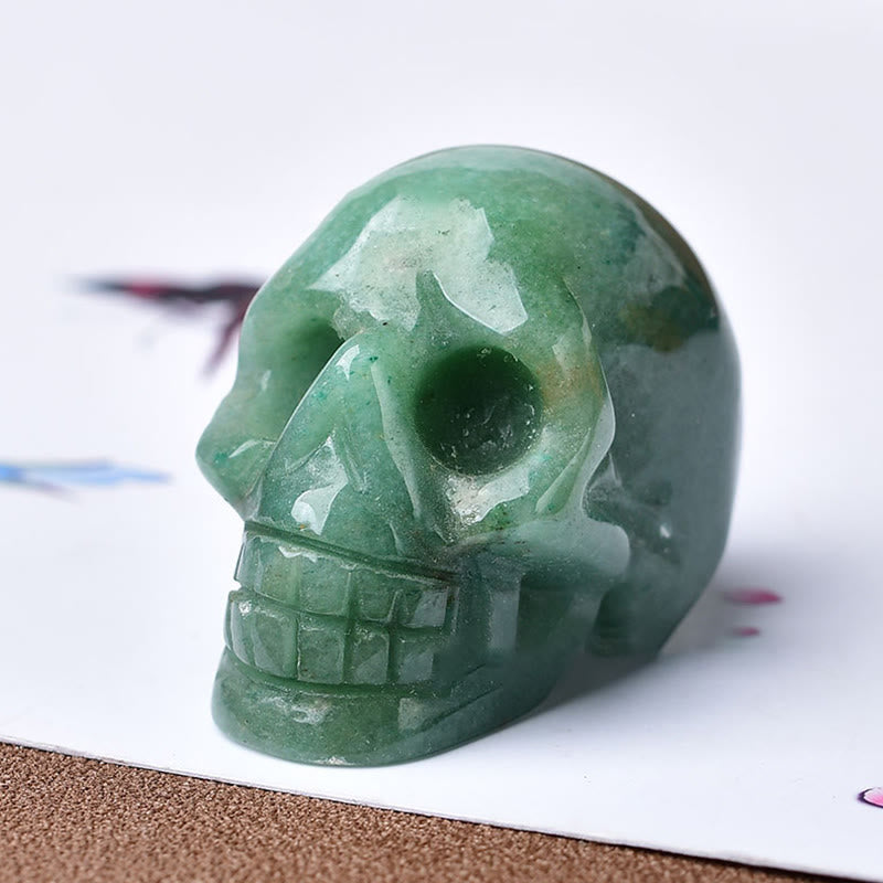 Olivenorma Crystal Engraved Skull Crafts Gemstone Decoration - Green Aventurine - image 1