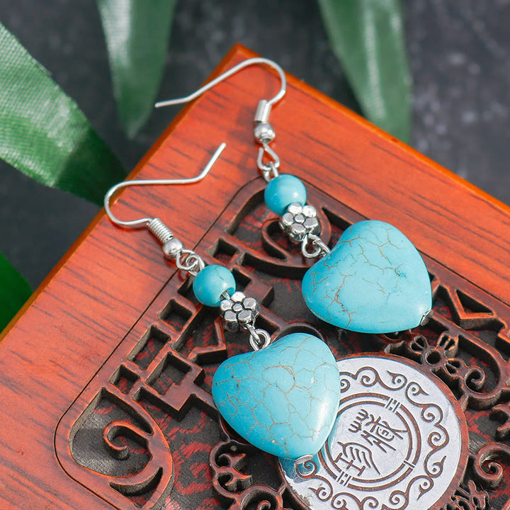 Olivenorma Turquoise Heart Drop Earrings - image 6