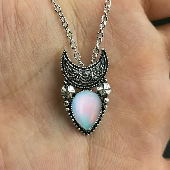 Olivenorma Vintage Moonstone Water Drop And Moon Necklace - image 2