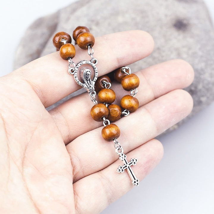 Olivenorma Wooden Beads Christianity Virgin Mary Cross Rosary Bracelet - image 3