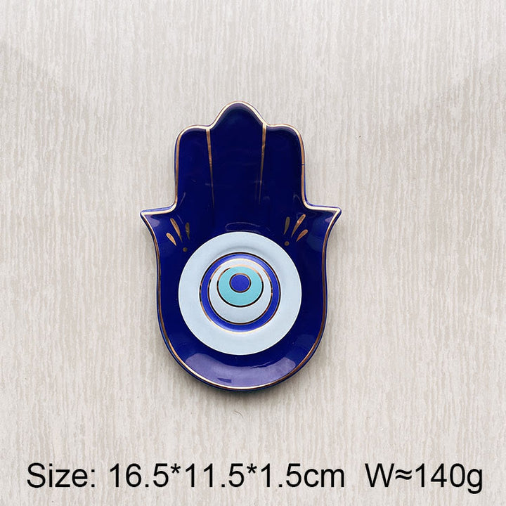 Olivenorma Hamsa Small Tray Evil Eye Jewelry Plate Coaster - Blue - Hamsa Evil Eye#2 - image 13