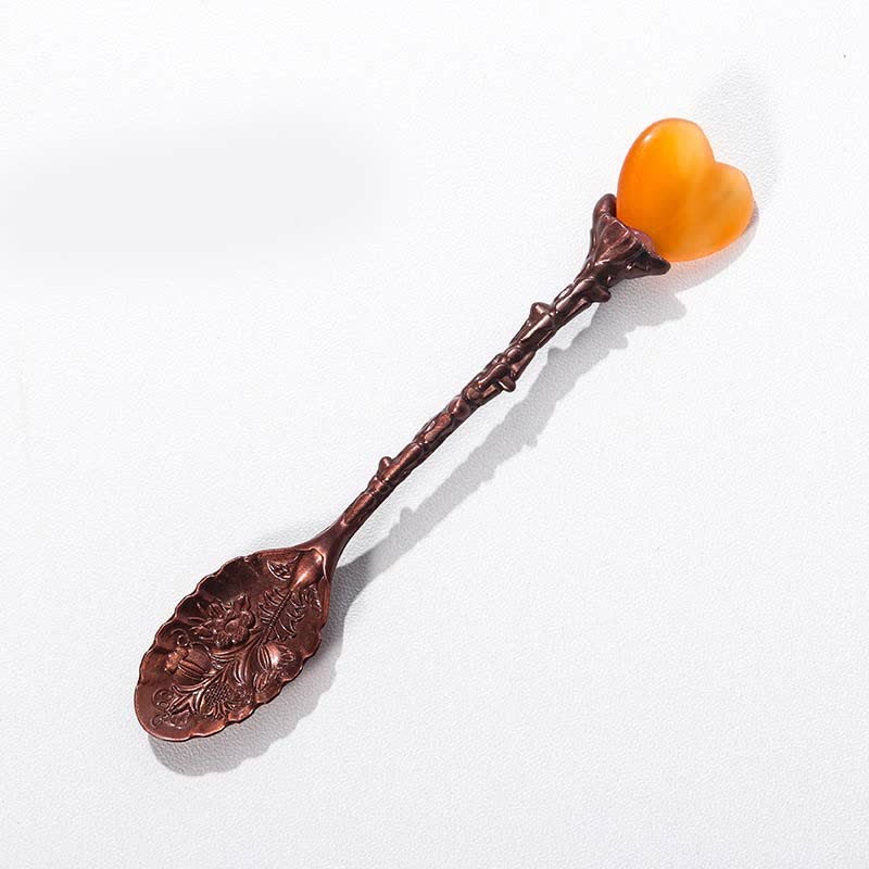 Olivenorma With Crystal Witches Herb Spoon Decoration - Heart#Red Agate - image 8