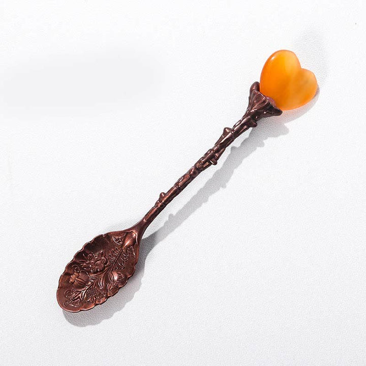 Olivenorma With Crystal Witches Herb Spoon Decoration - Heart#Red Agate - image 8