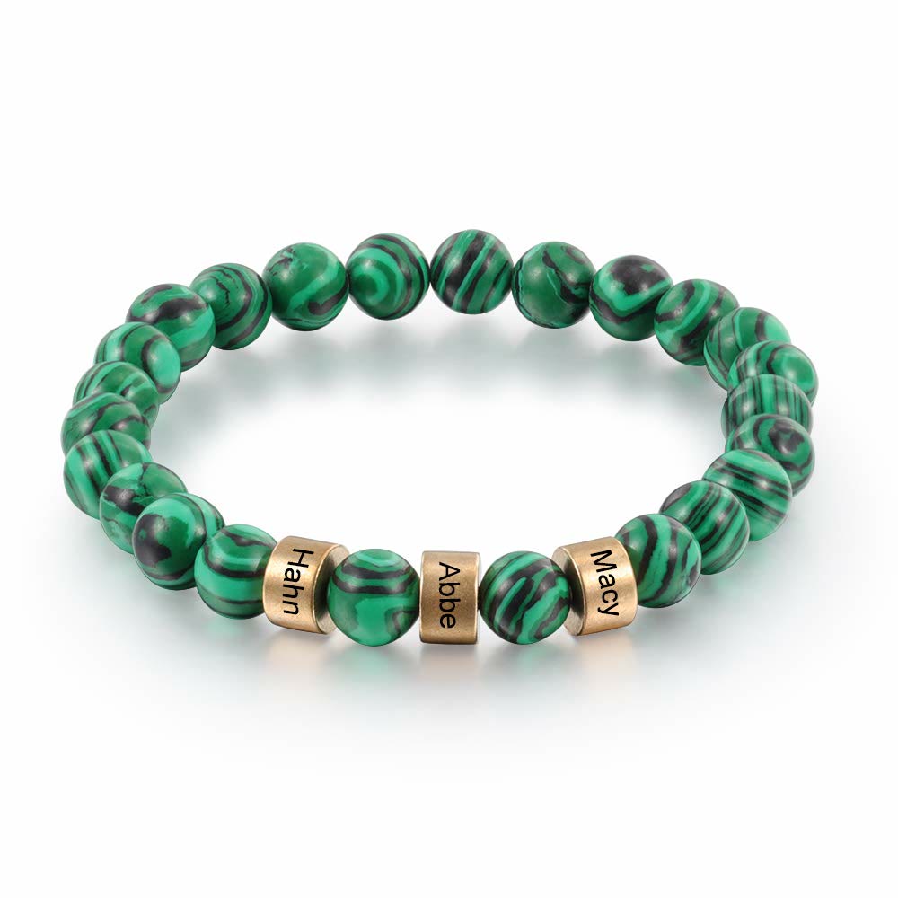 Olivenorma Natural Stone Engraving Personalized Beads Men Bracelet - image 10