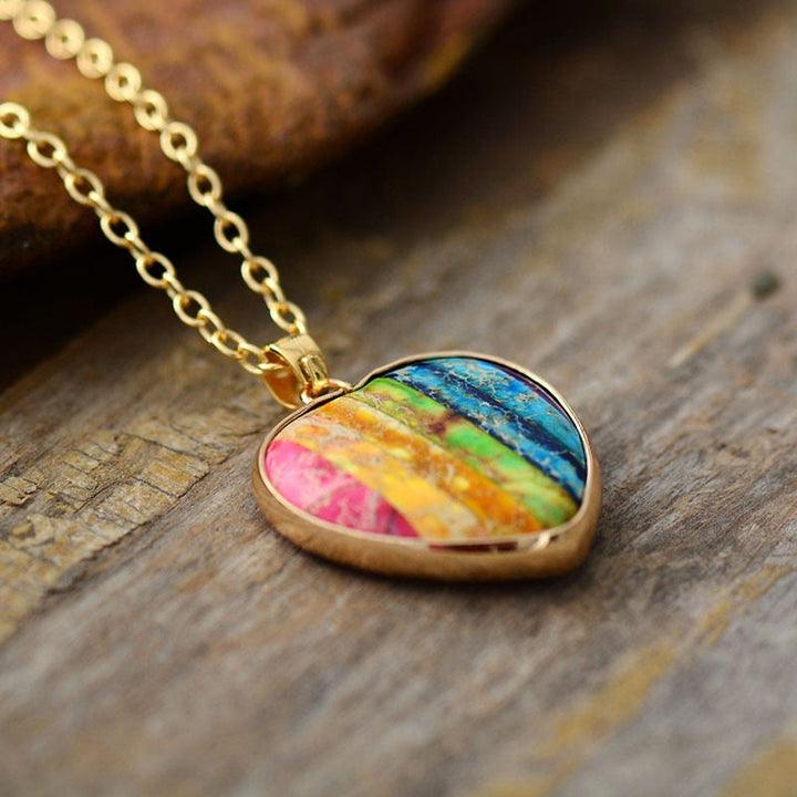 Olivenorma 7 Chakra Heart Pendant Necklace - image 1