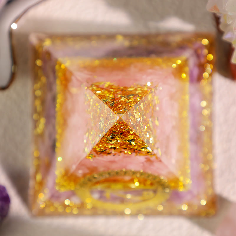 Olivenorma Rose Quartz Lepidolite Eye Of Horus Orgone Pyramid - image 2