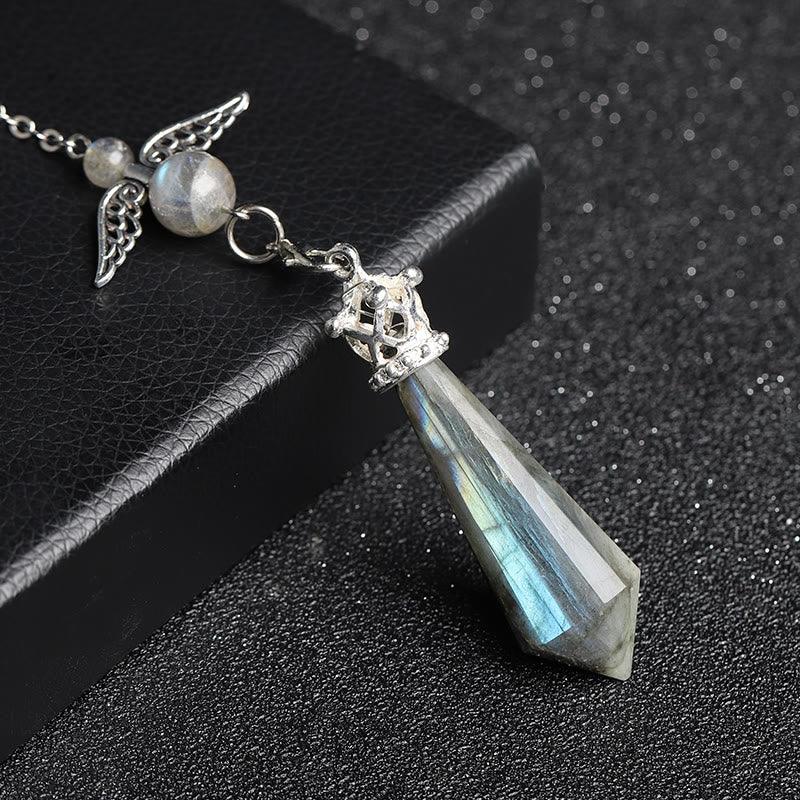Olivenorma Labradorite Crystal Angel Wings Pendulum - Labradorite - image 1