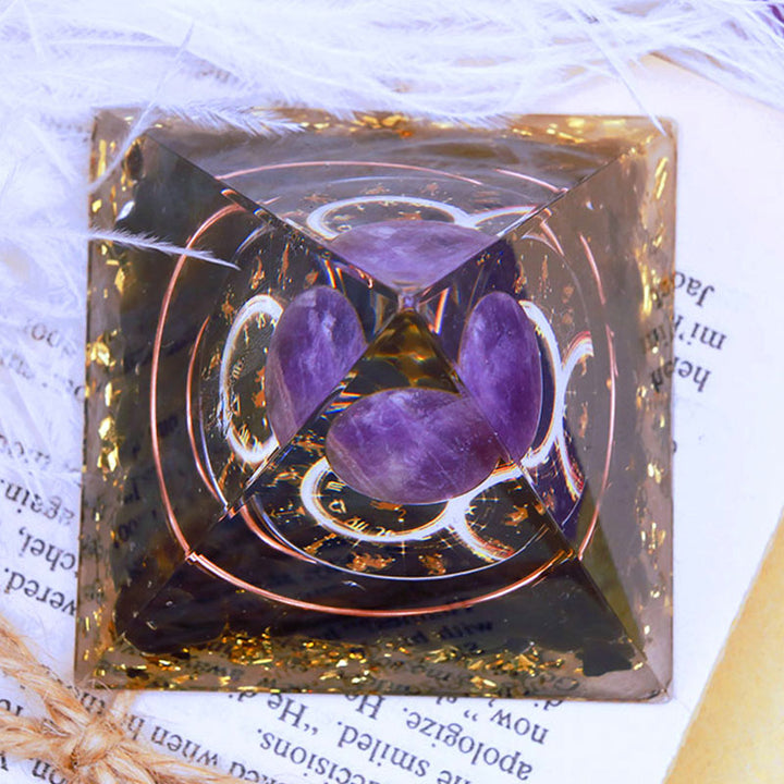 Olivenorma Amethyst Sphere With Obsidian Zodiac Taurus Orgone Pyramid - image 4