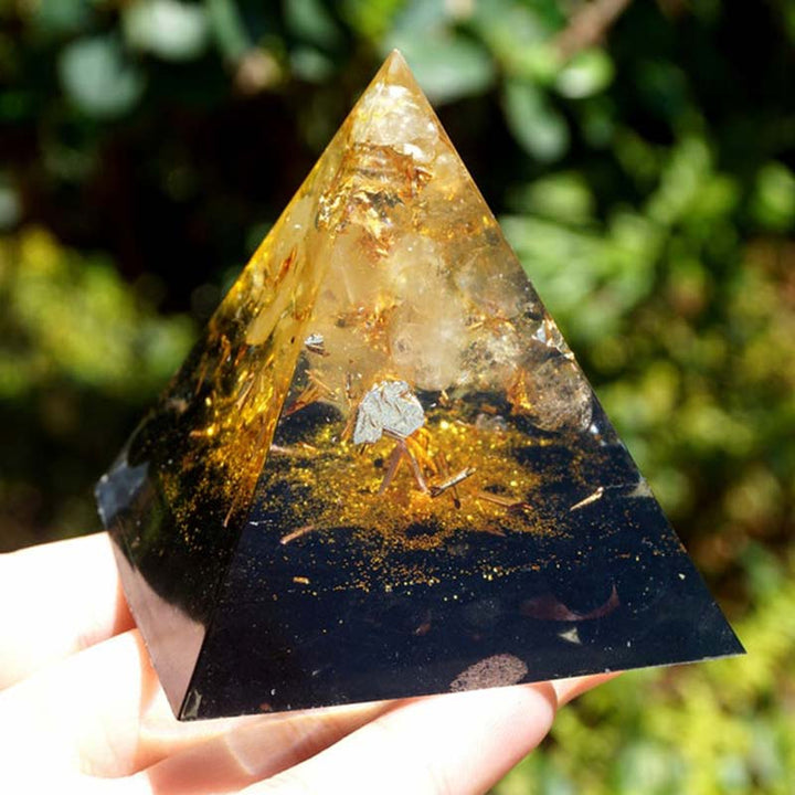 Olivenorma Golden Clarity-Citrine & Obsidian Tree of Life Pyramid - image 5