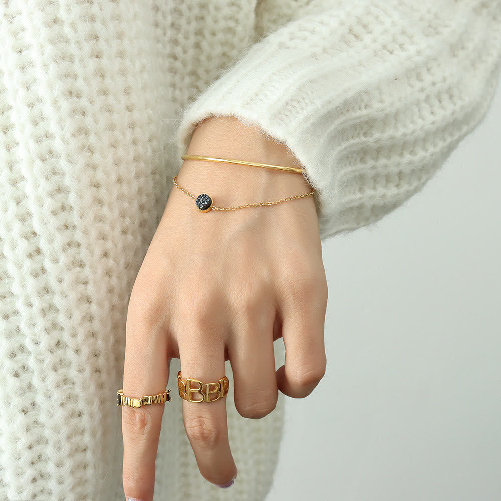 Olivenorma Black Tourmaline Double Layer 18k Gold Plated Bracelet - image 1