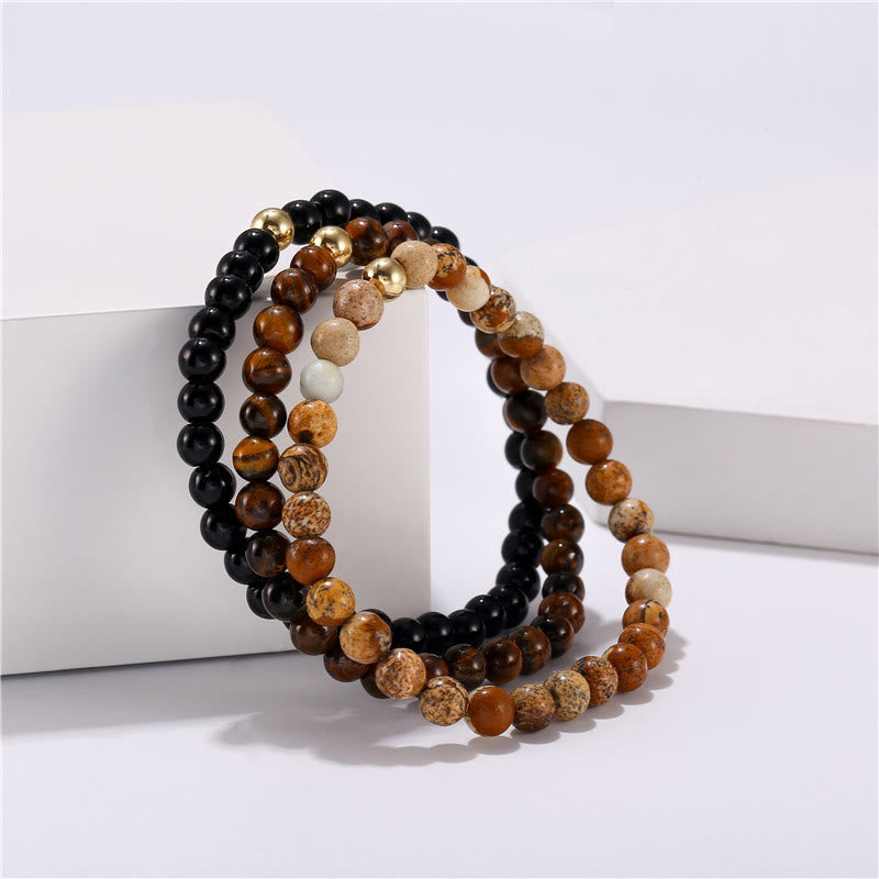 Olivenorma 6mm Onyx & Tiger Eye Stone Accessories Beads Bracelet - image 2
