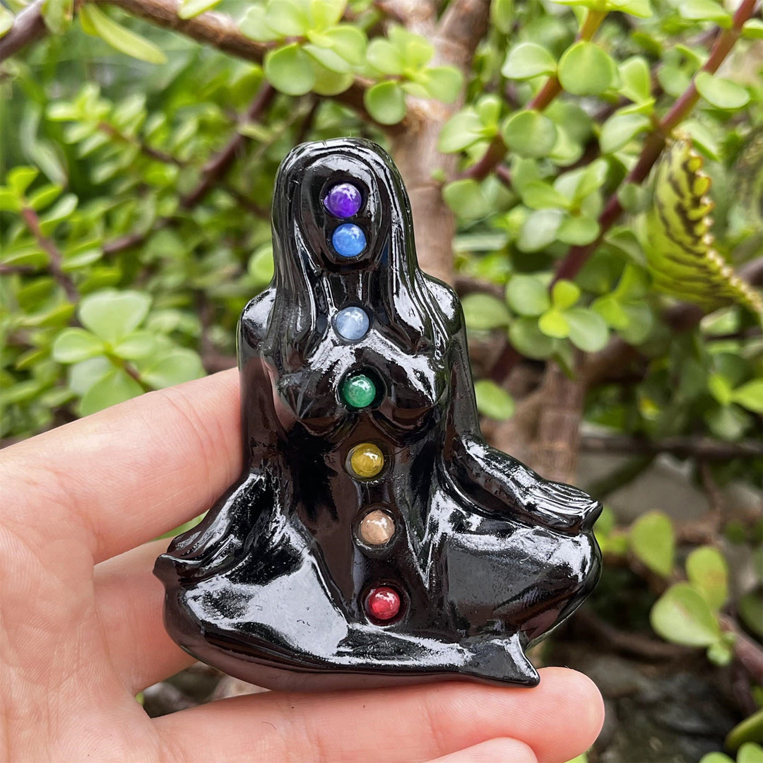 Olivenorma Obsidian Chakra Yoga Goddess Pagan Gemstone Decoration - Chakra - image 0