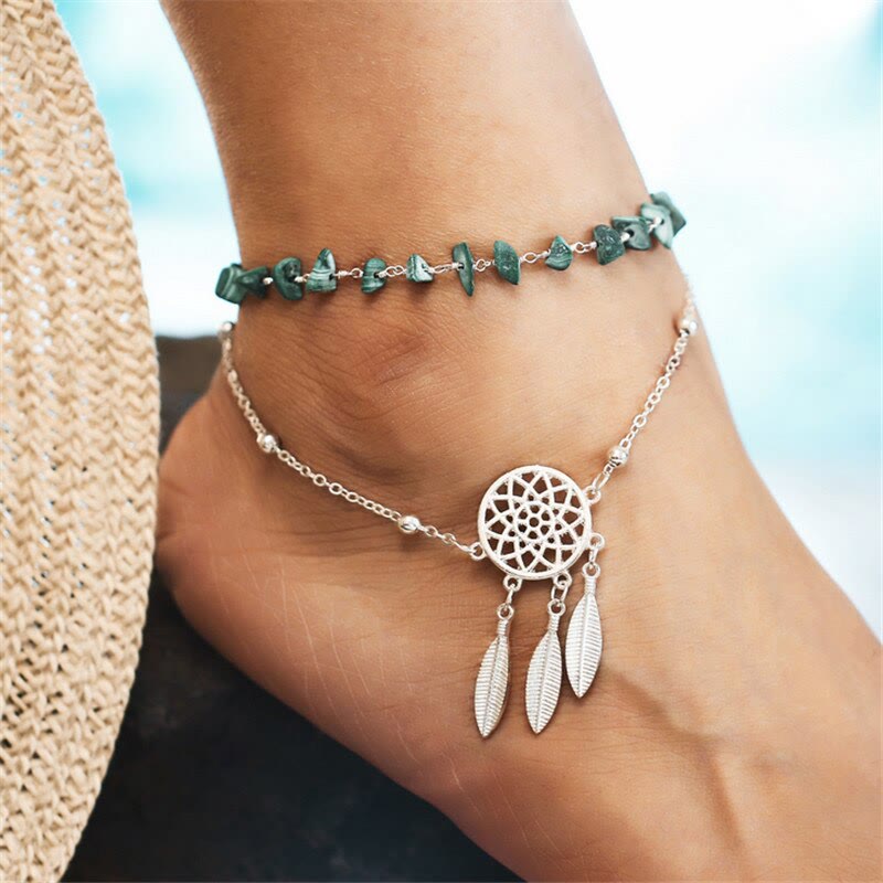 Olivenorma Natural Malachite Gravel String Bracelet Anklet - Malachite - image 0