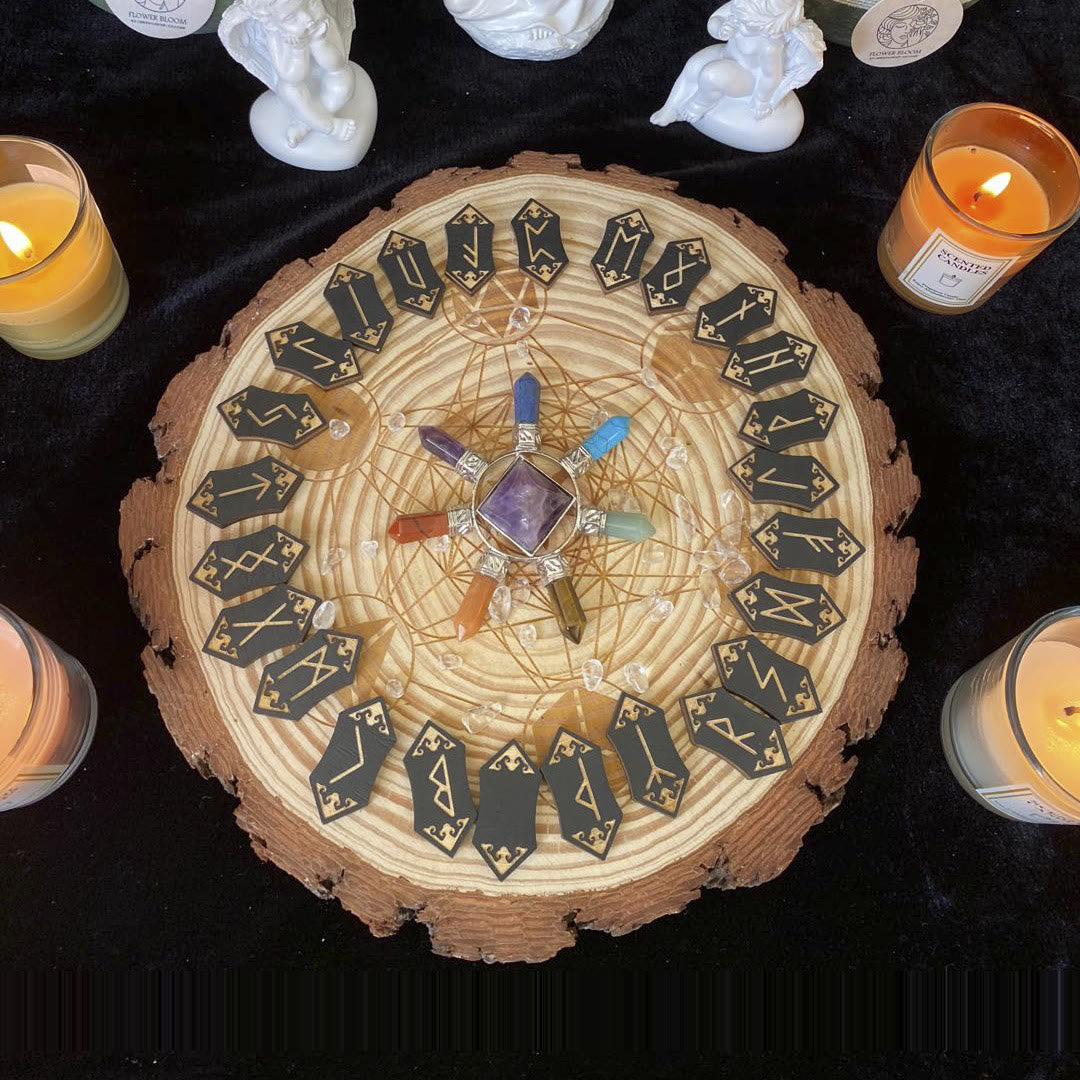 Olivenorma Woodcut Rune Set Healing Alchemy Meditation Decor - image 2