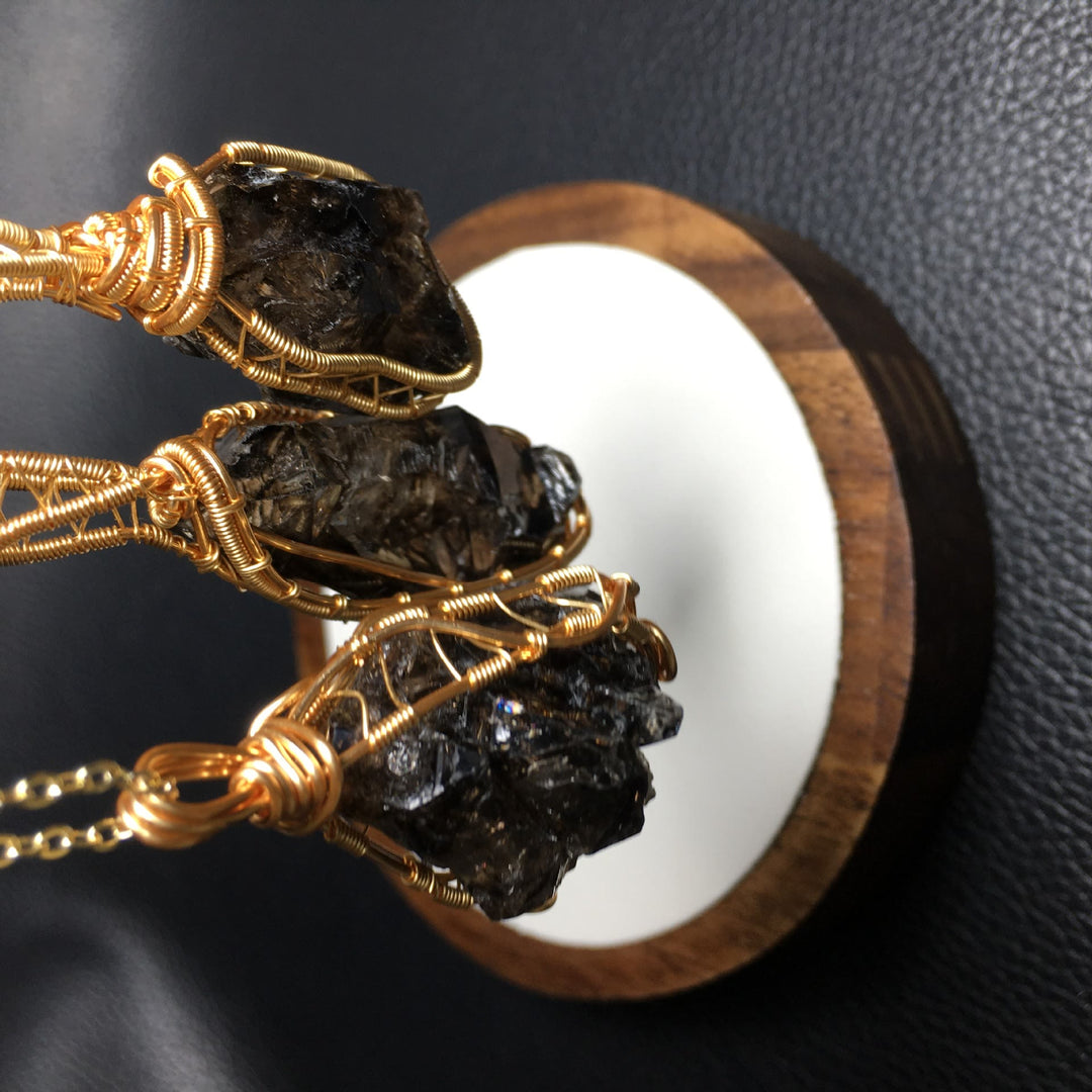 Olivenorma Natural Smoky Quartz Copper Wire Wrap Pendant Necklace - image 2