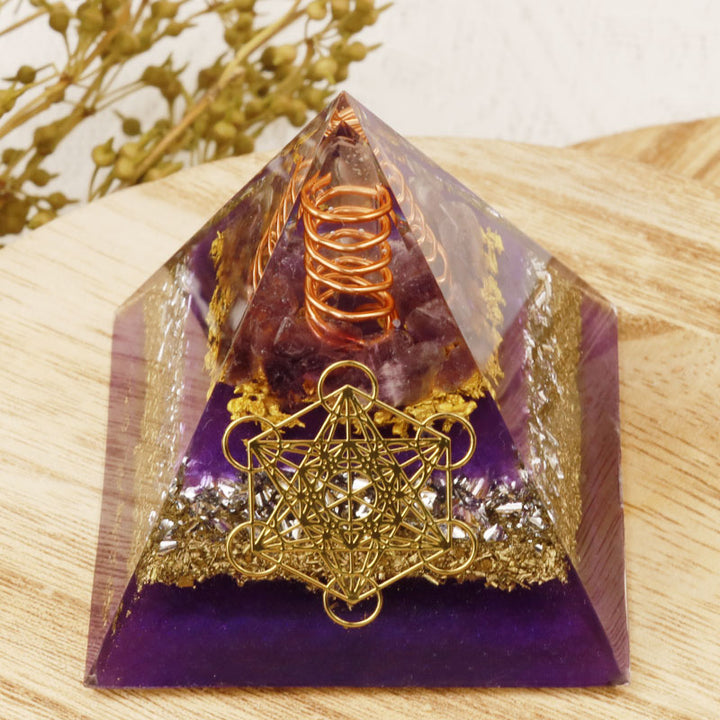 Olivenorma Metatron's Cube Amethyst Orgone Pyramid - image 2