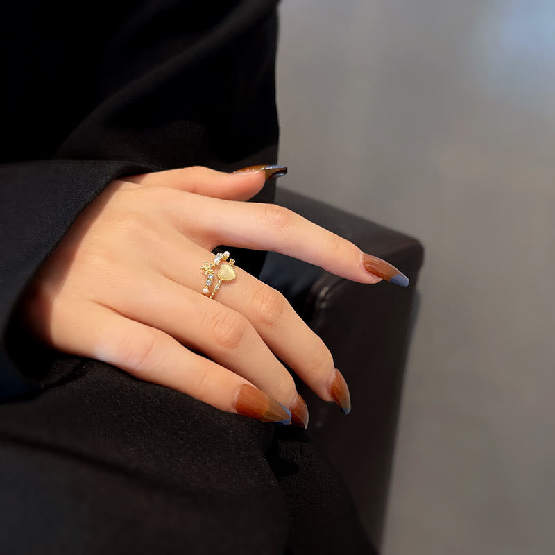 Olivenorma Cat's Eye Stone White Zircon Adjustable Ring - image 2