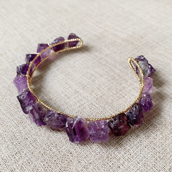 Olivenorma Natural Crystal Gravel Beads Wire Wound Bracelet - image 11