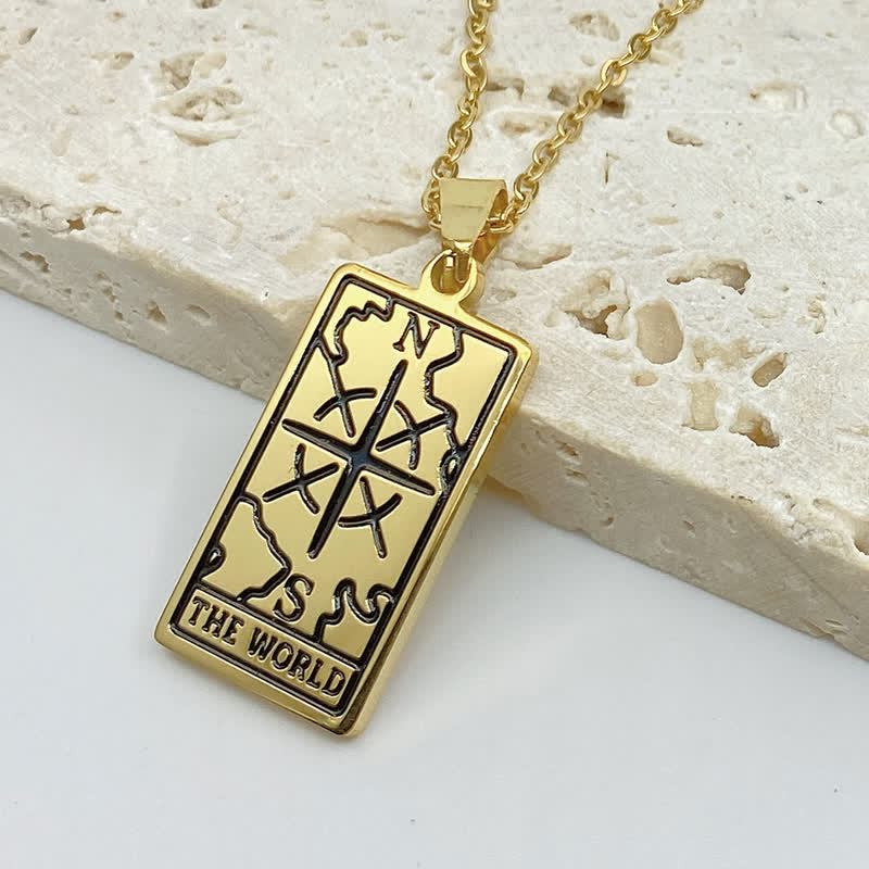 Olivenorma Vintage Tarot Card Fortune Necklace - The World - Gold - image 10