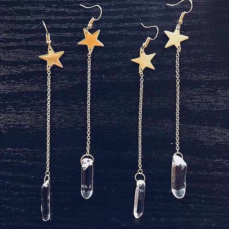 Olivenorma Natural Crystal Moon Star Mushroom Accessory Earrings - Clear Quartz&Star - image 14