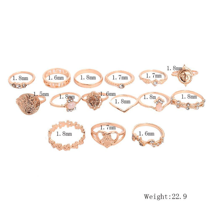 Olivenorma Opal Vintage Cross 15 Piece Alloy Ring Set - image 4