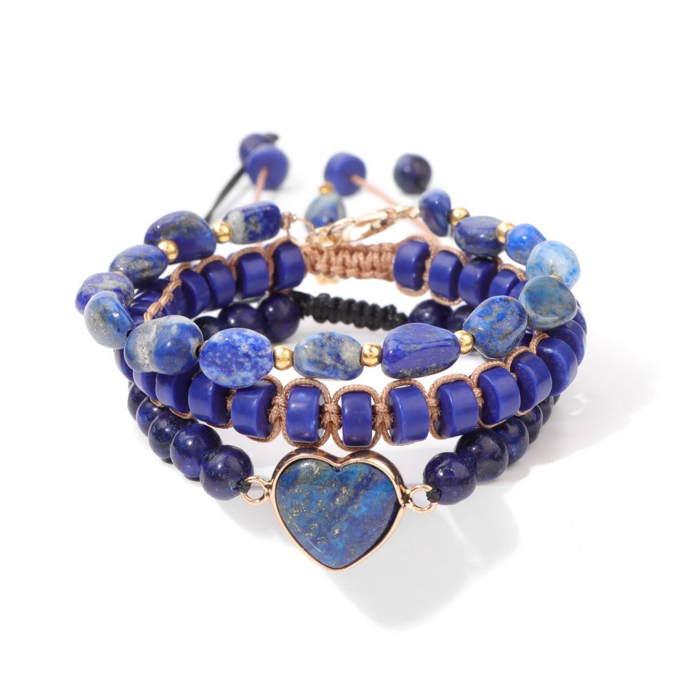 Olivenorma Handmade Rope Braided Heart Shape Pendant Bracelet - Lapis Lazuli - image 15
